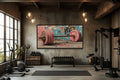 Pink Graffiti Barbell Wall Art For Women's Gym Decor