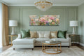 Pink Green Long Horizontal Botanical Floral Wall Art