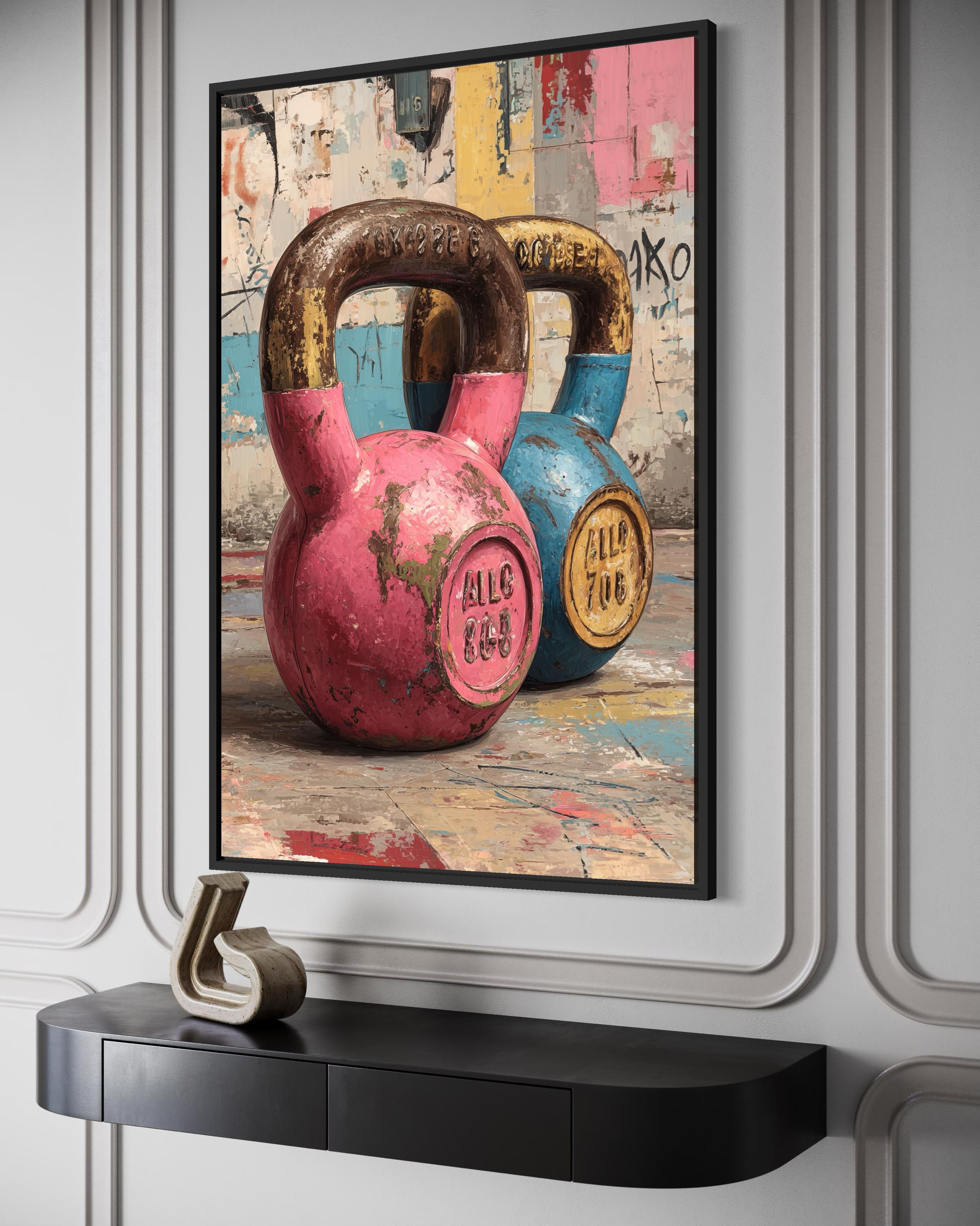 Pink Kettlebell Wall Art – Colorful Strength Training Artwork for Home Gym Decor For Women