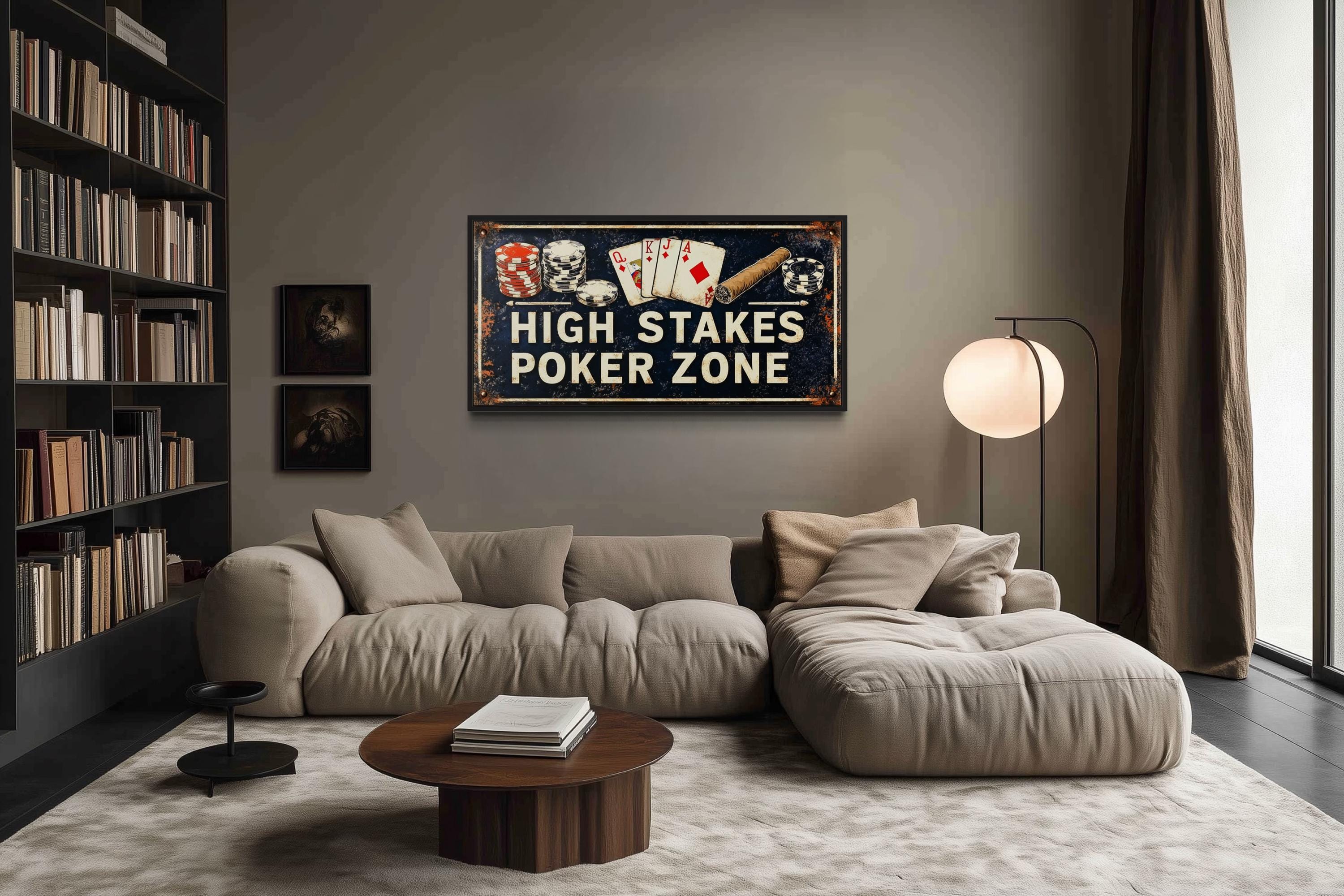 Poker Wall Art - High Stakes Poker Zone Sign For Game Room Decor