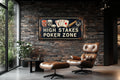 Poker Wall Art - High Stakes Poker Zone Sign For Game Room Decor