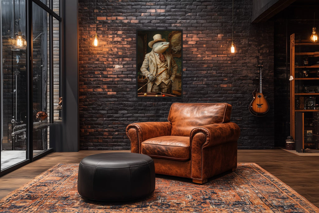 Pool Shark Gentleman Billiards Room Framed Canvas Wall Art