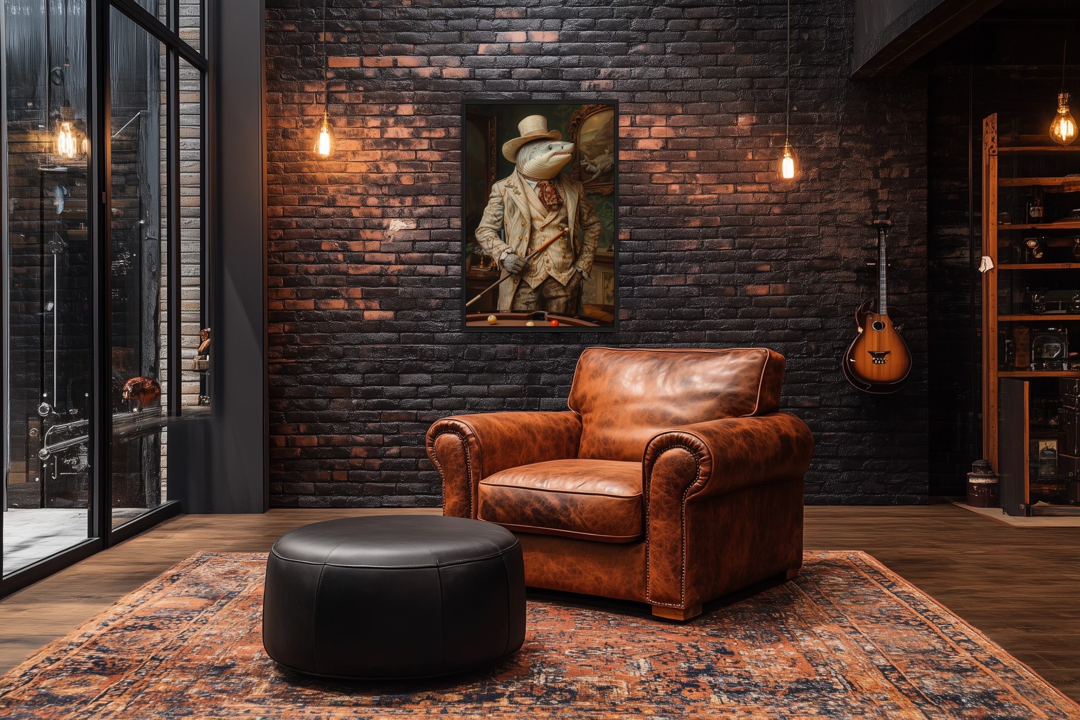 Pool Shark Gentleman Billiards Room Framed Canvas Wall Art