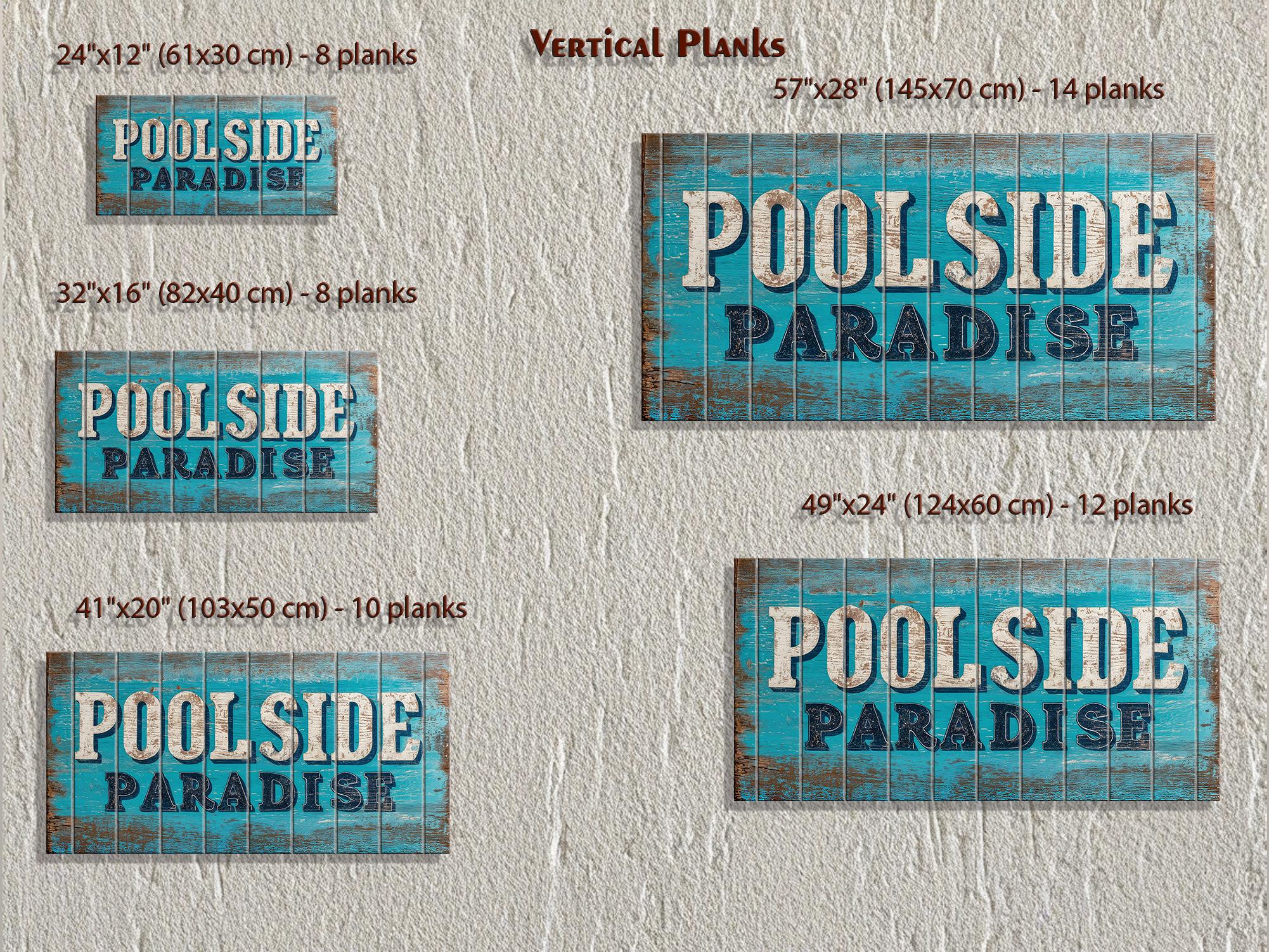 Pool Sign Distressed Wood Wall Art – Poolside Decor | Rustic Outdoor Patio Sign