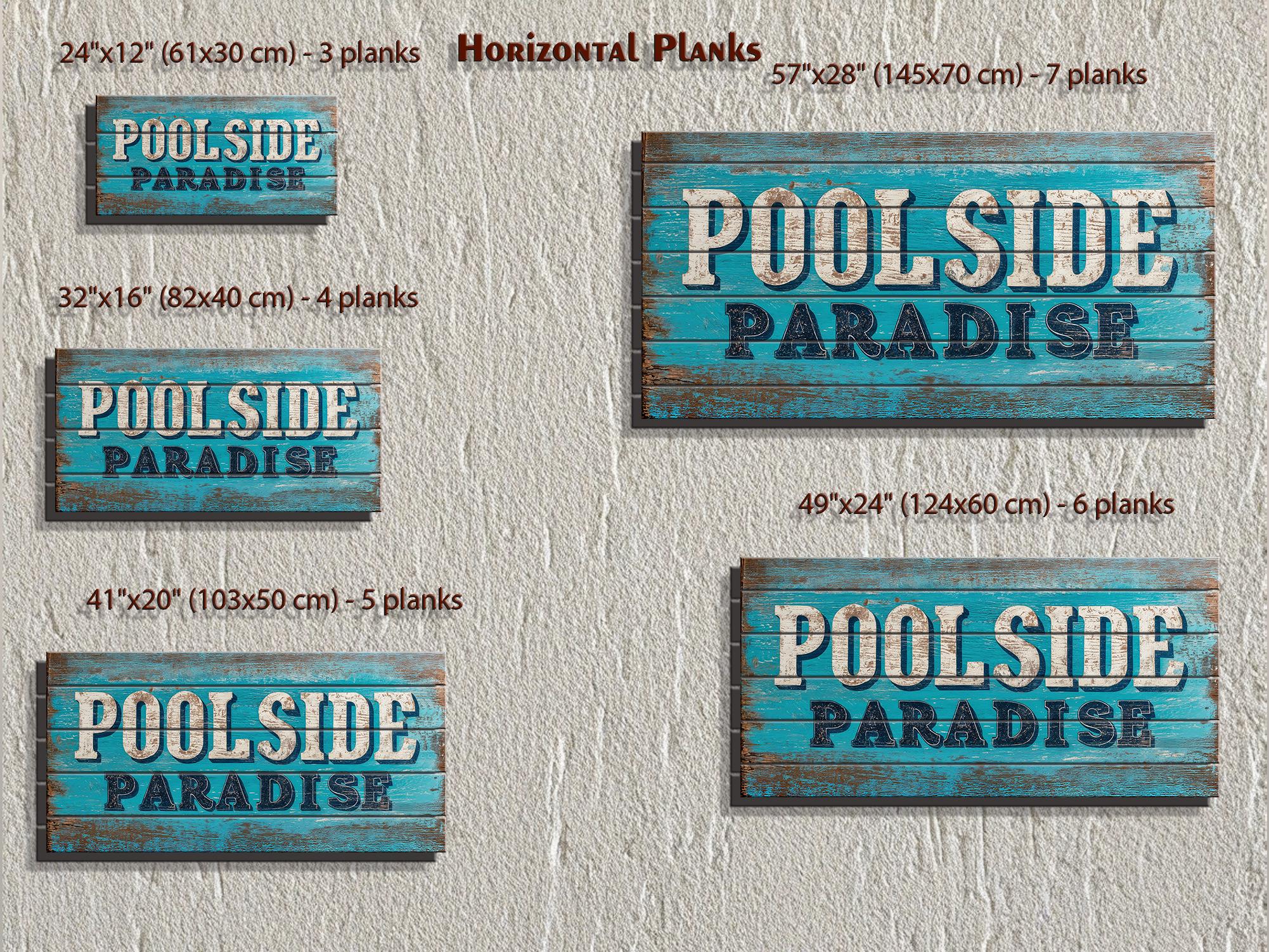 Pool Sign Distressed Wood Wall Art – Poolside Decor | Rustic Outdoor Patio Sign