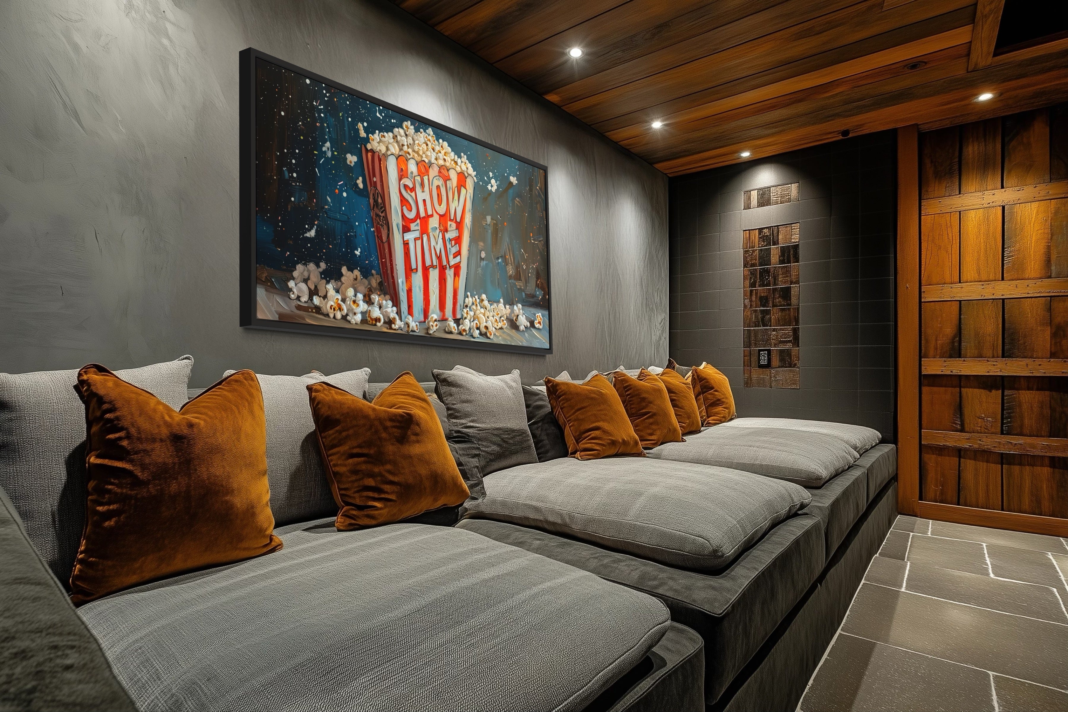 Popcorn Wall Art – Framed Canvas Print | Nostalgic Movie Room Decor