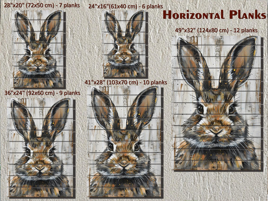 Rabbit Portrait Distressed Wood Wall Art