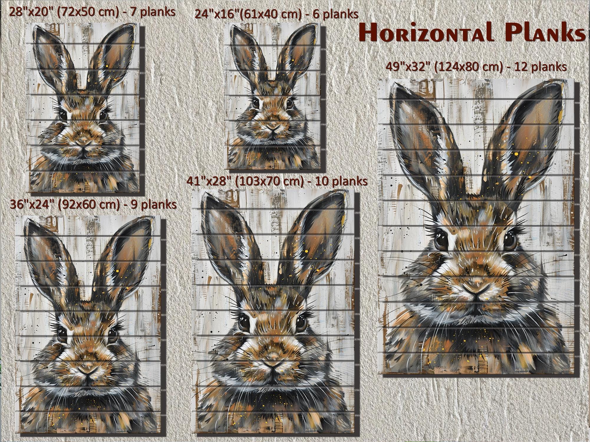 Rabbit Portrait Distressed Wood Wall Art