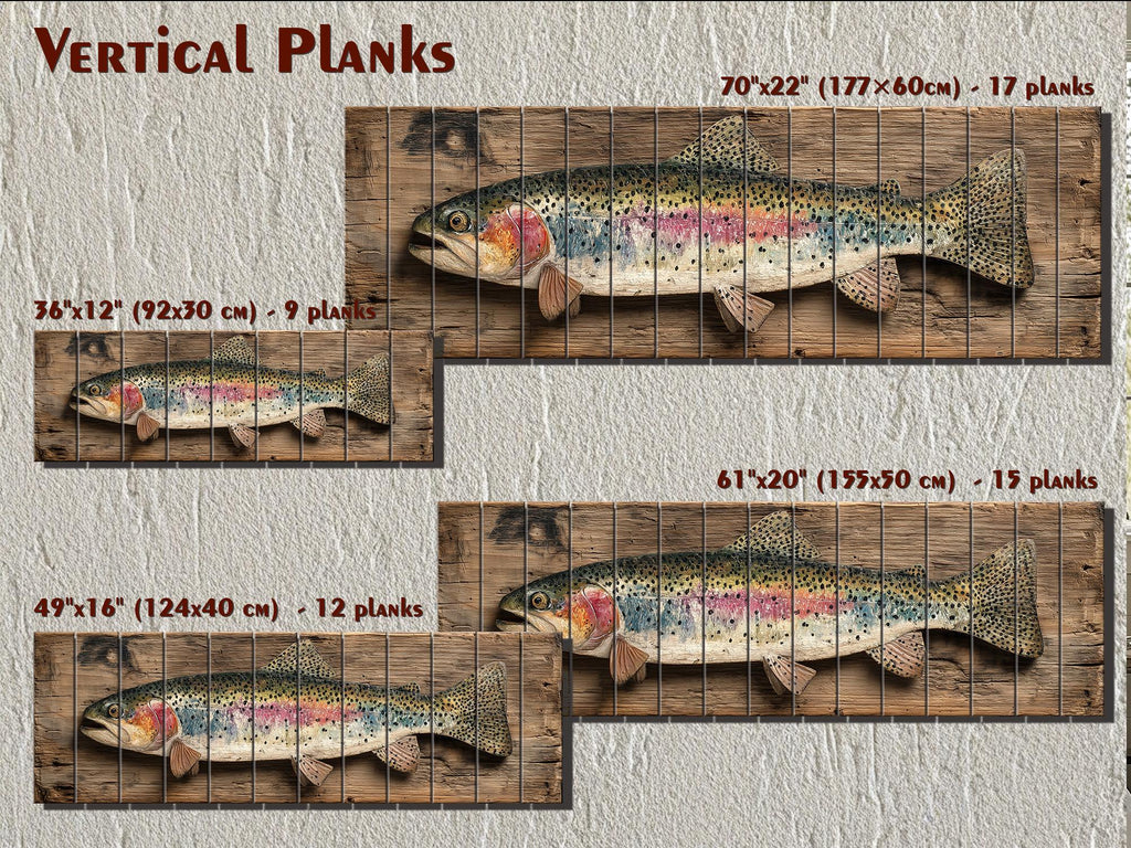 Rainbow Trout Distressed Wood Wall Art For Fishing Cabin Decor