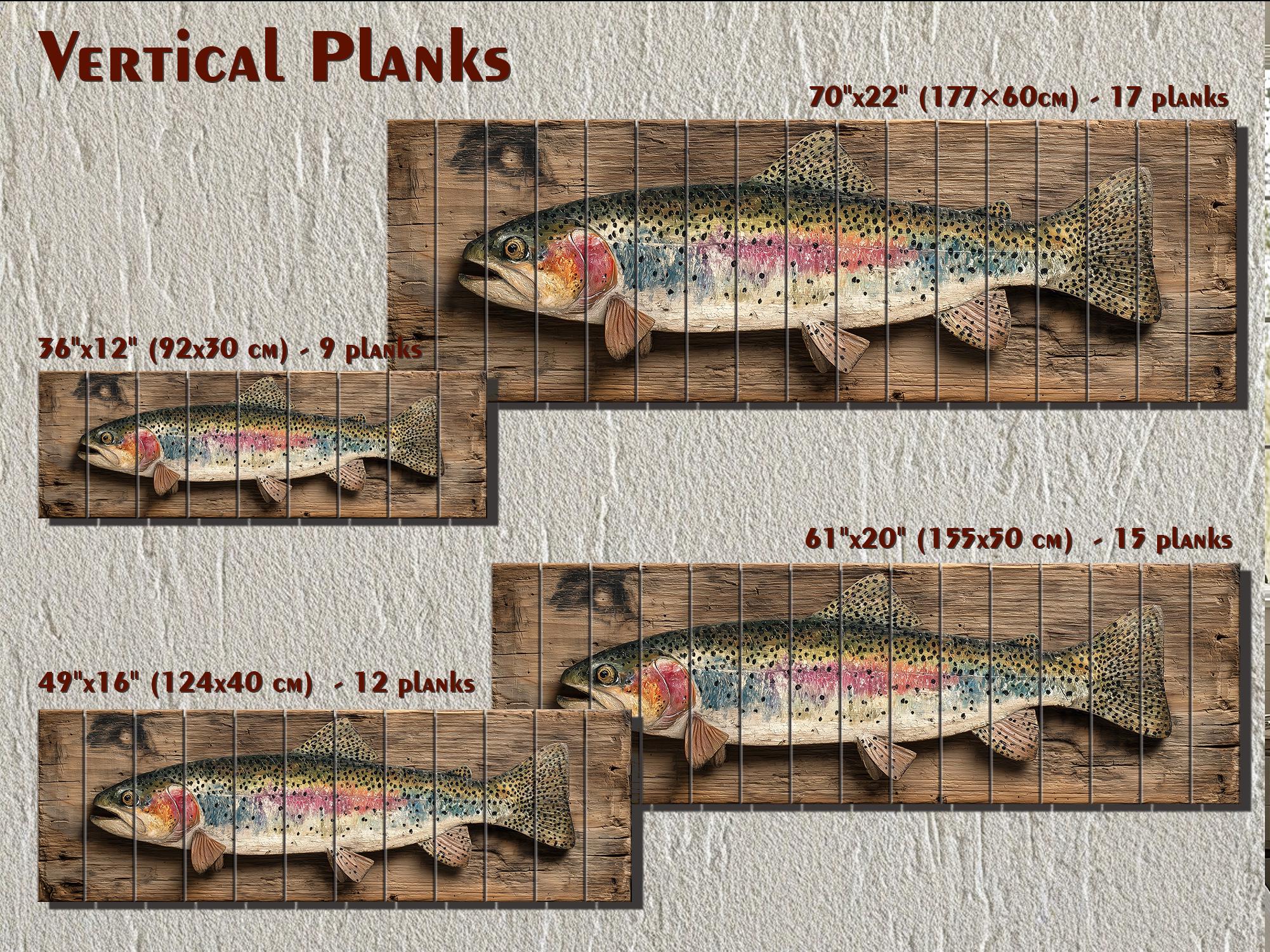 Rainbow Trout Distressed Wood Wall Art For Fishing Cabin Decor
