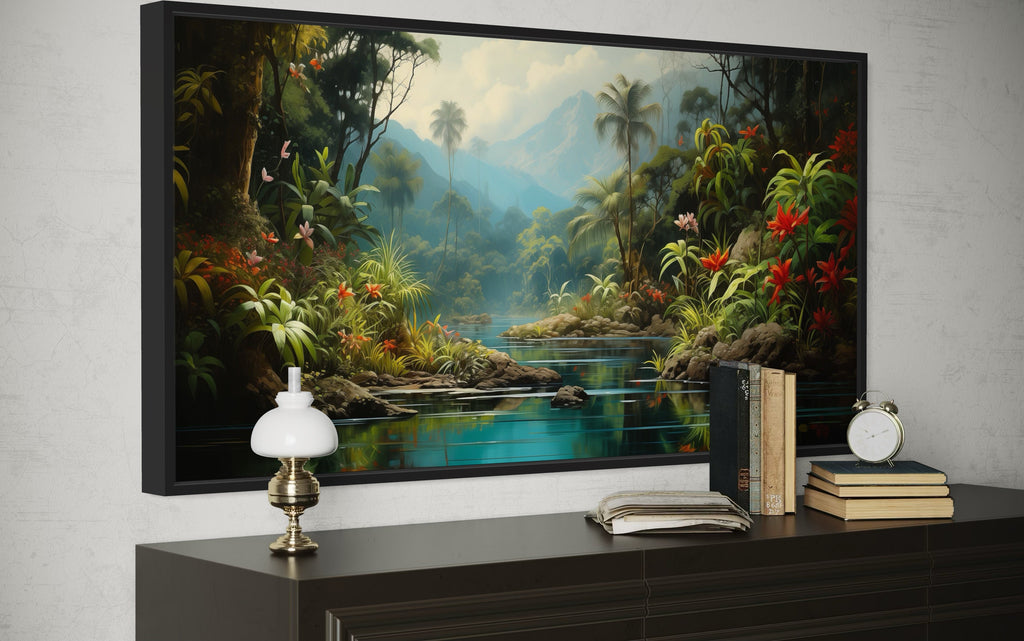 Rainforest Wall Art – Framed Tropical Canvas | Vibrant Forest Painting