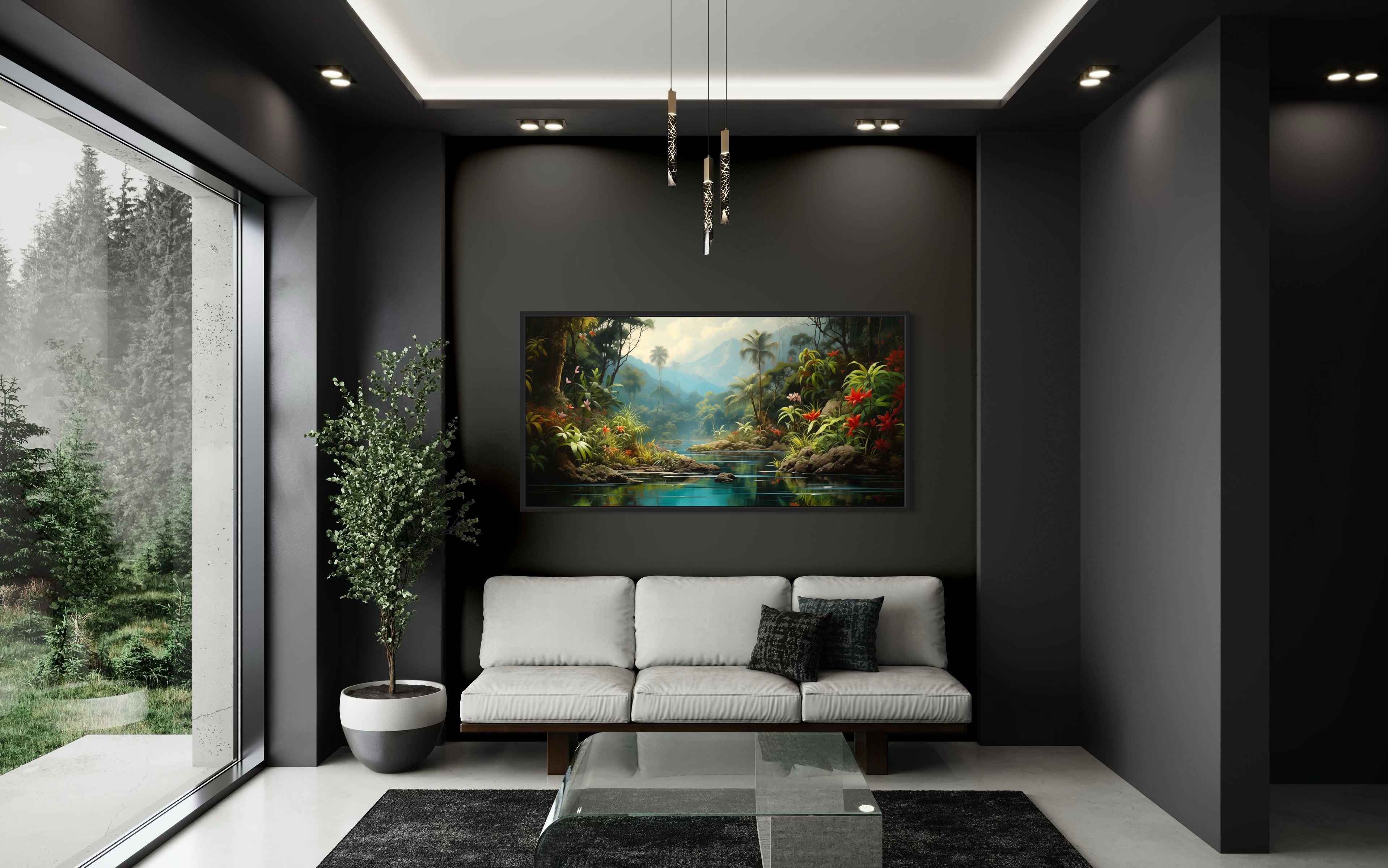 Rainforest Wall Art – Framed Tropical Canvas | Vibrant Forest Painting