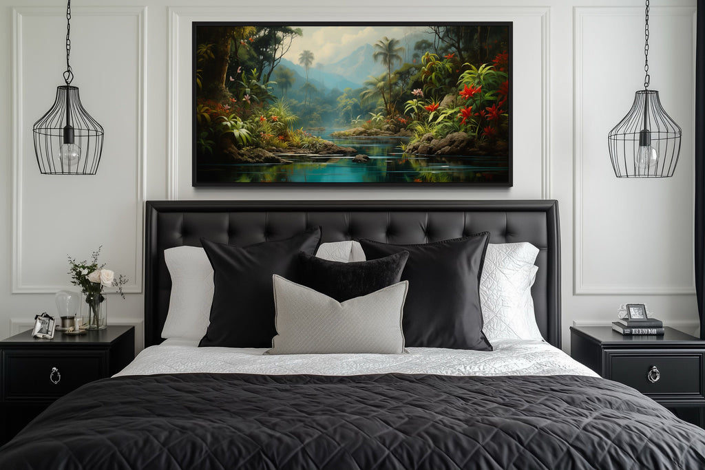 Rainforest Wall Art – Framed Tropical Canvas | Vibrant Forest Painting