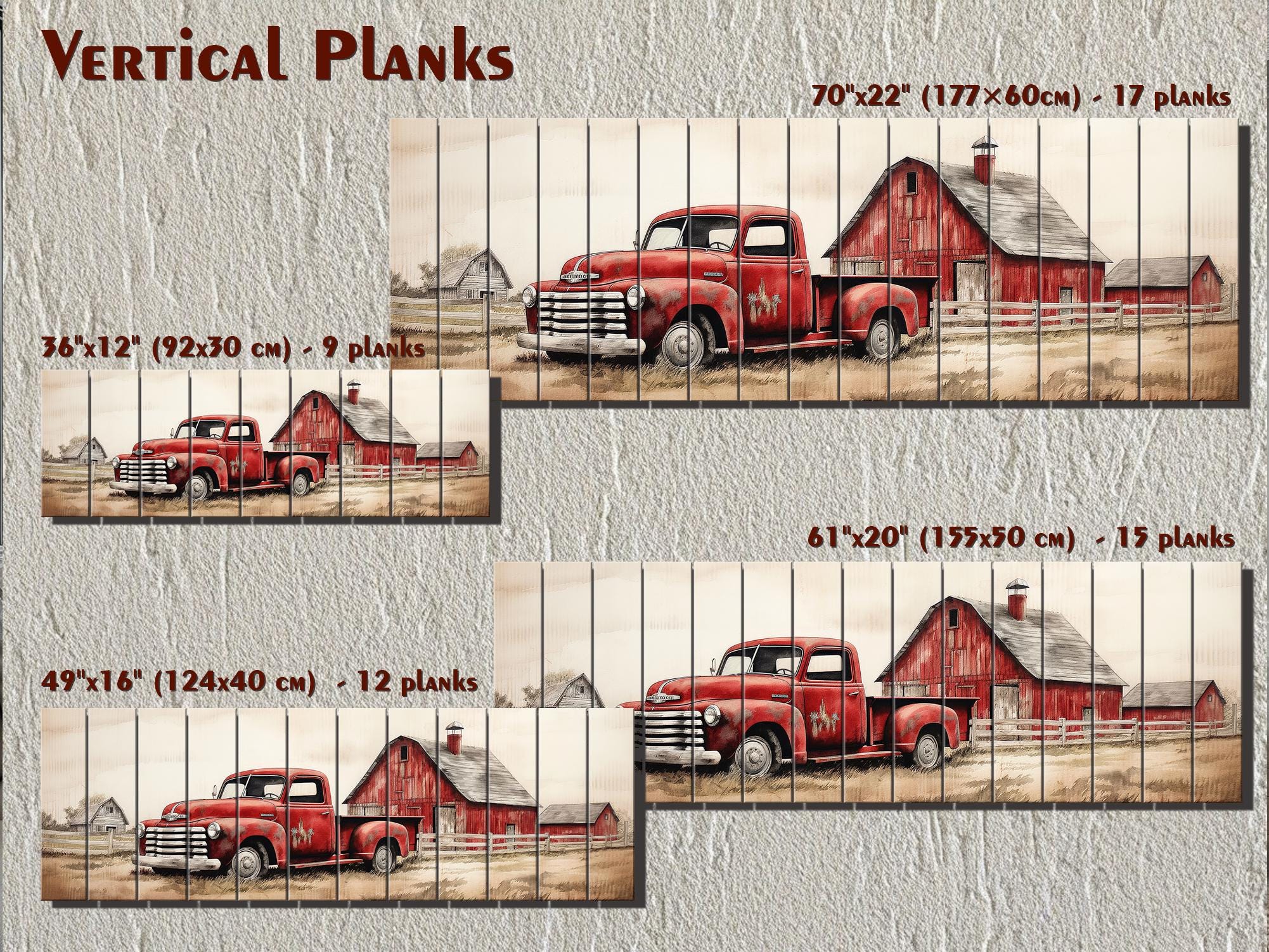 Red Barn And Truck Real Wood Wall Art For Farmhouse Decor