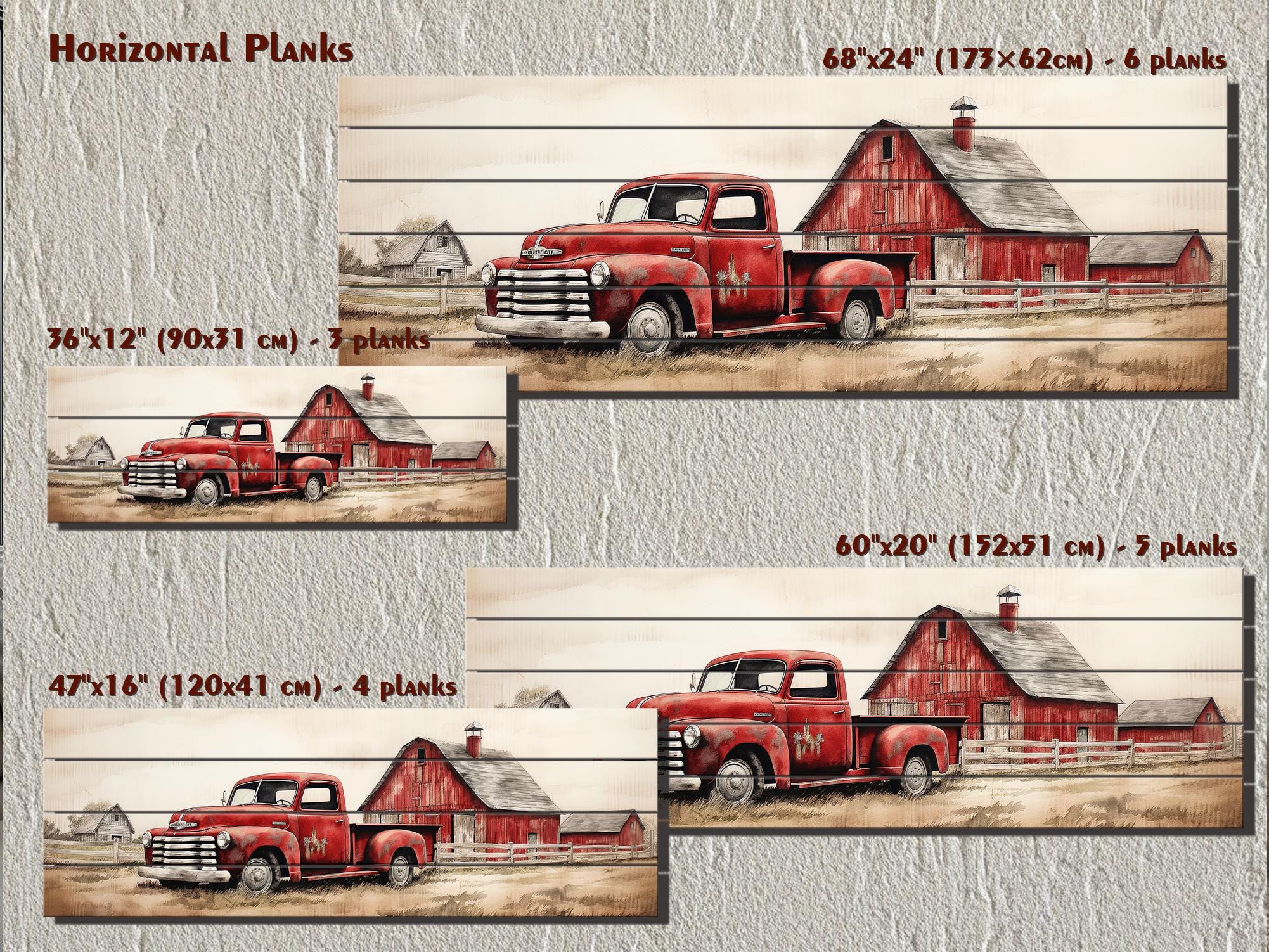 Red Barn And Truck Real Wood Wall Art For Farmhouse Decor