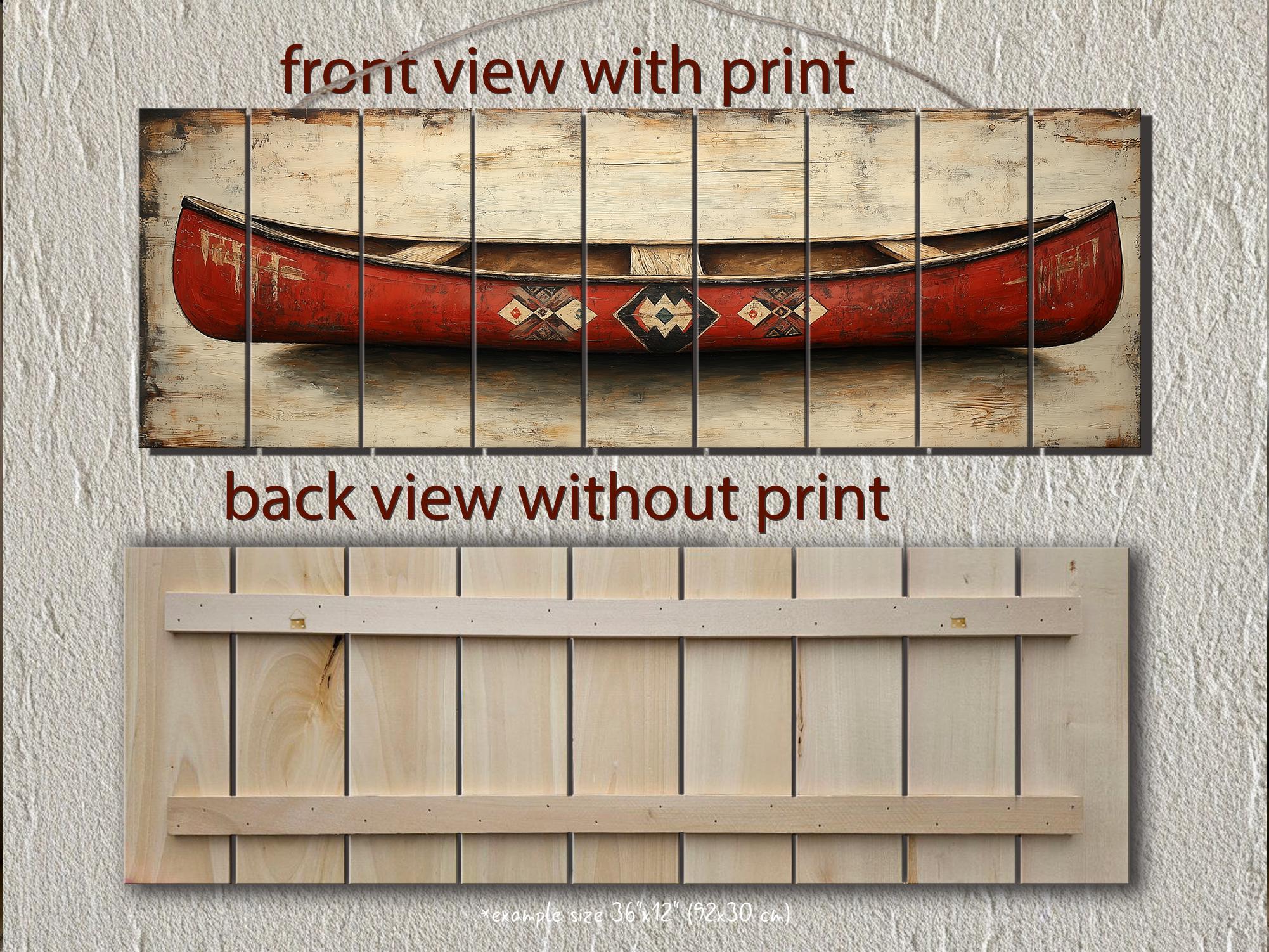 Red Wooden Canoe Wall Art Long Horizontal Rustic Lodge Decor