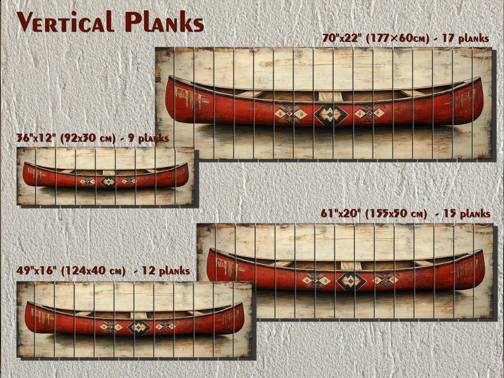 Red Wooden Canoe Wall Art Long Horizontal Rustic Lodge Decor