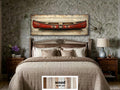 Red Wooden Canoe Wall Art Long Horizontal Rustic Lodge Decor