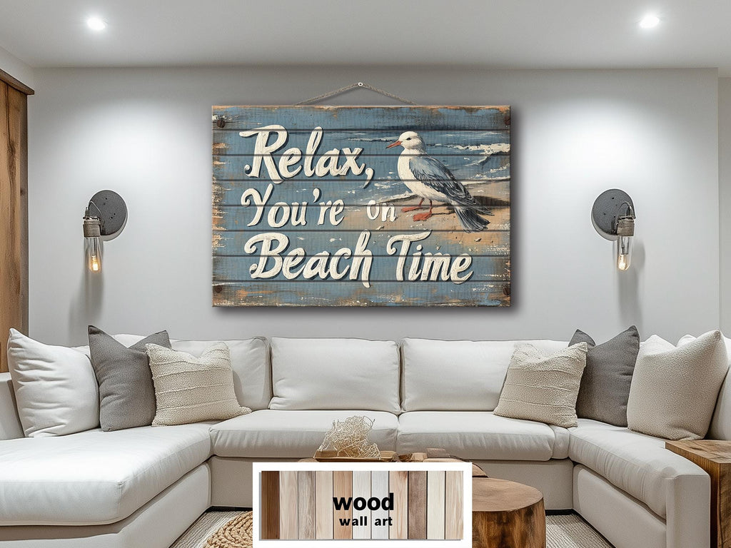 Relax You’re On Beach Time Wood Wall Art