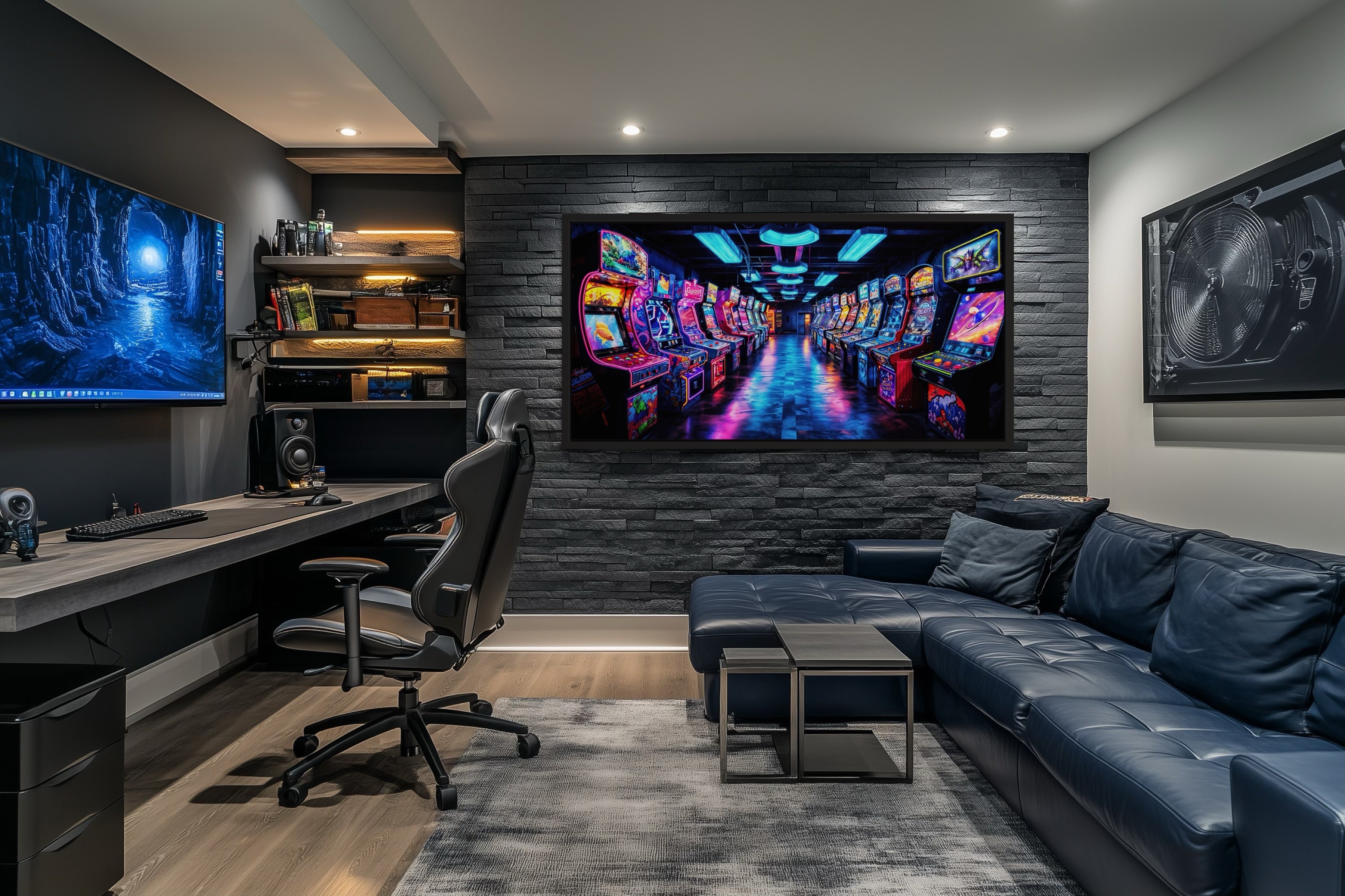 Retro Arcade Wall Art - Framed Canvas Print for Gaming Room Decor