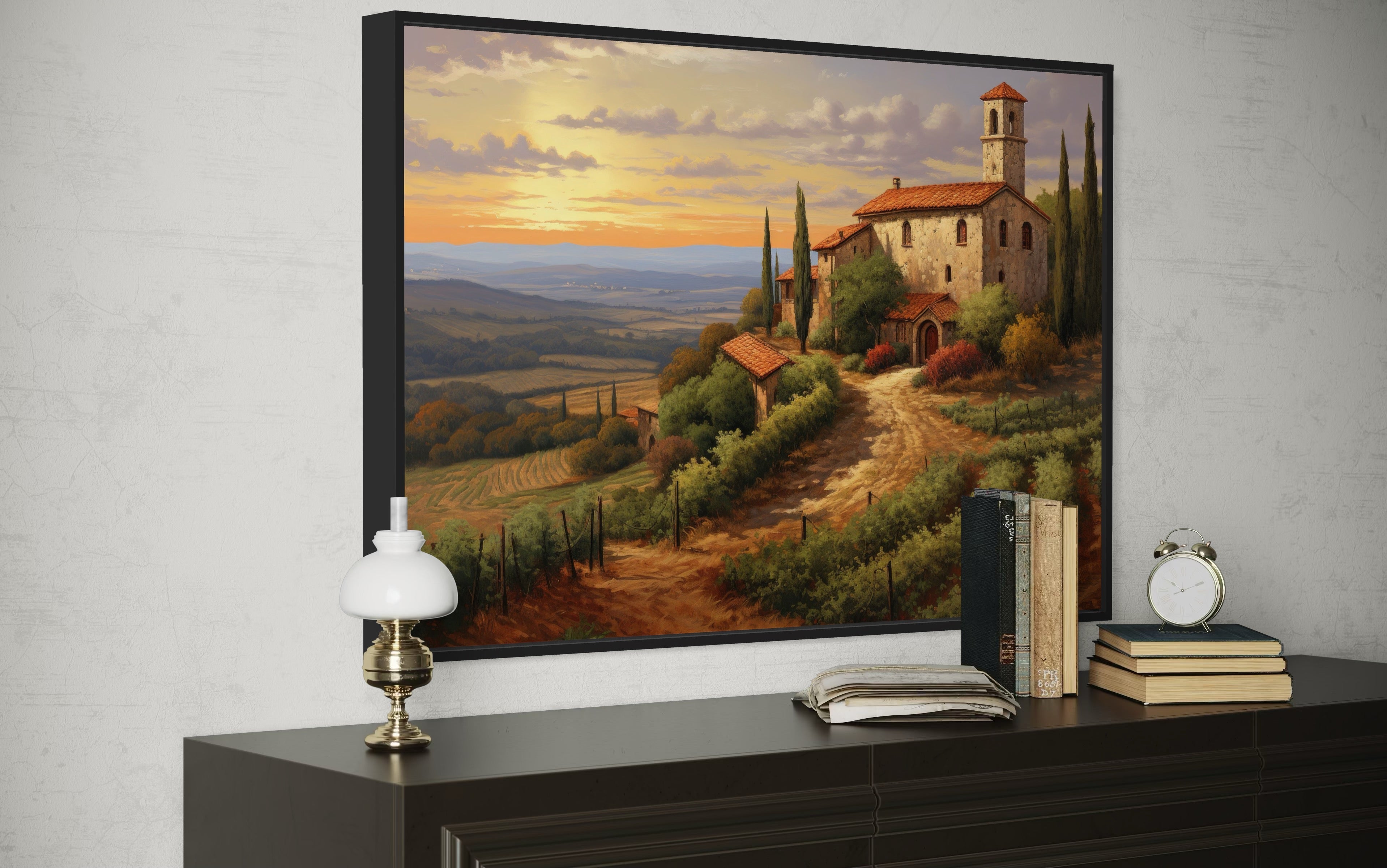 Rolling Hills Of Tuscany Italy Framed Canvas Wall Art