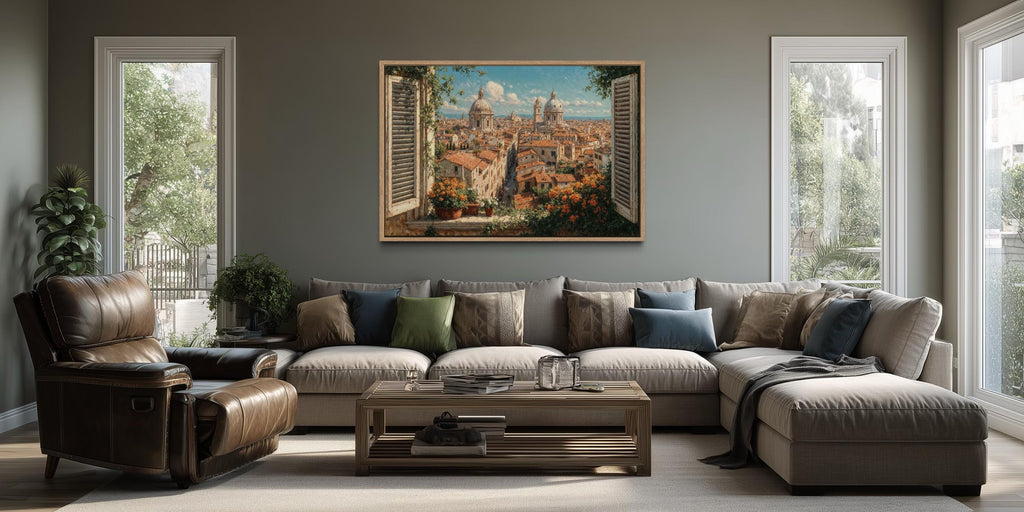 Rome Skyline Window View Canvas Wall Art
