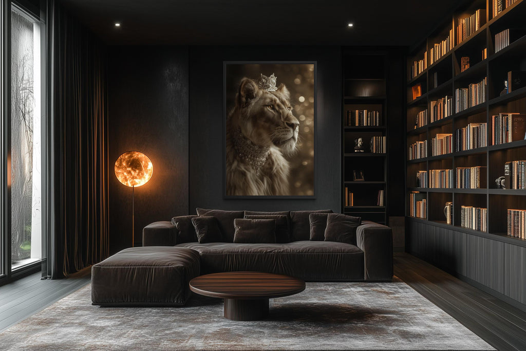 Royal Lioness Queen With Crown And Jewellery Canvas Wall Art