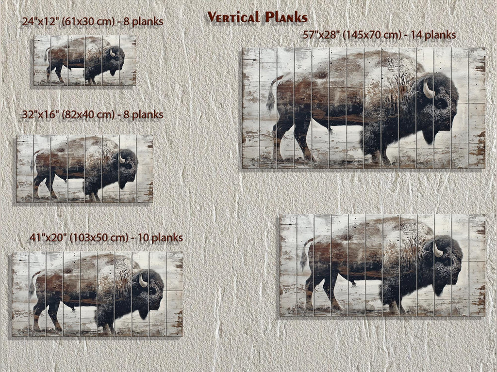 Rustic American Buffalo Distressed Wood Wall Art