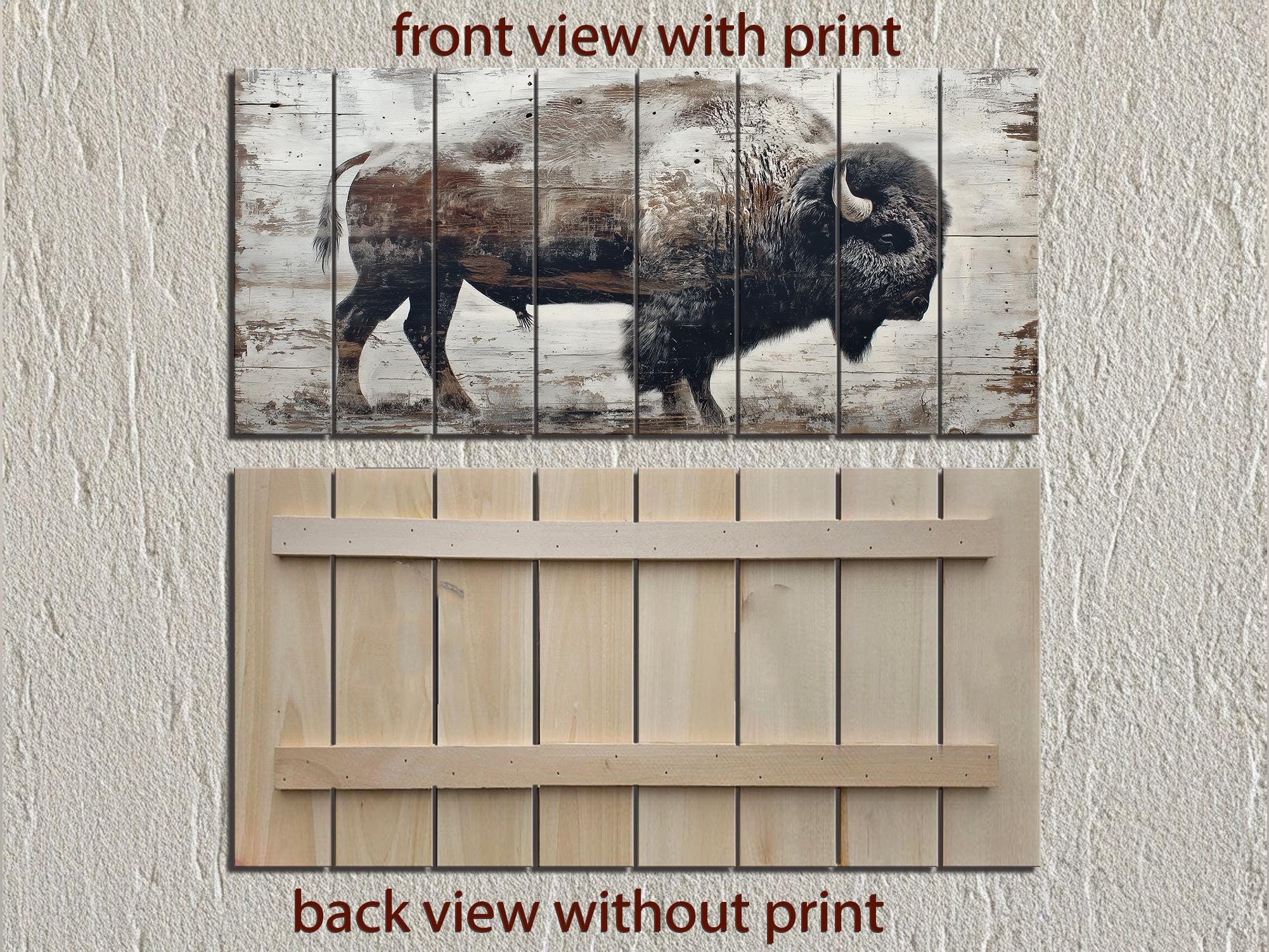 Rustic American Buffalo Distressed Wood Wall Art