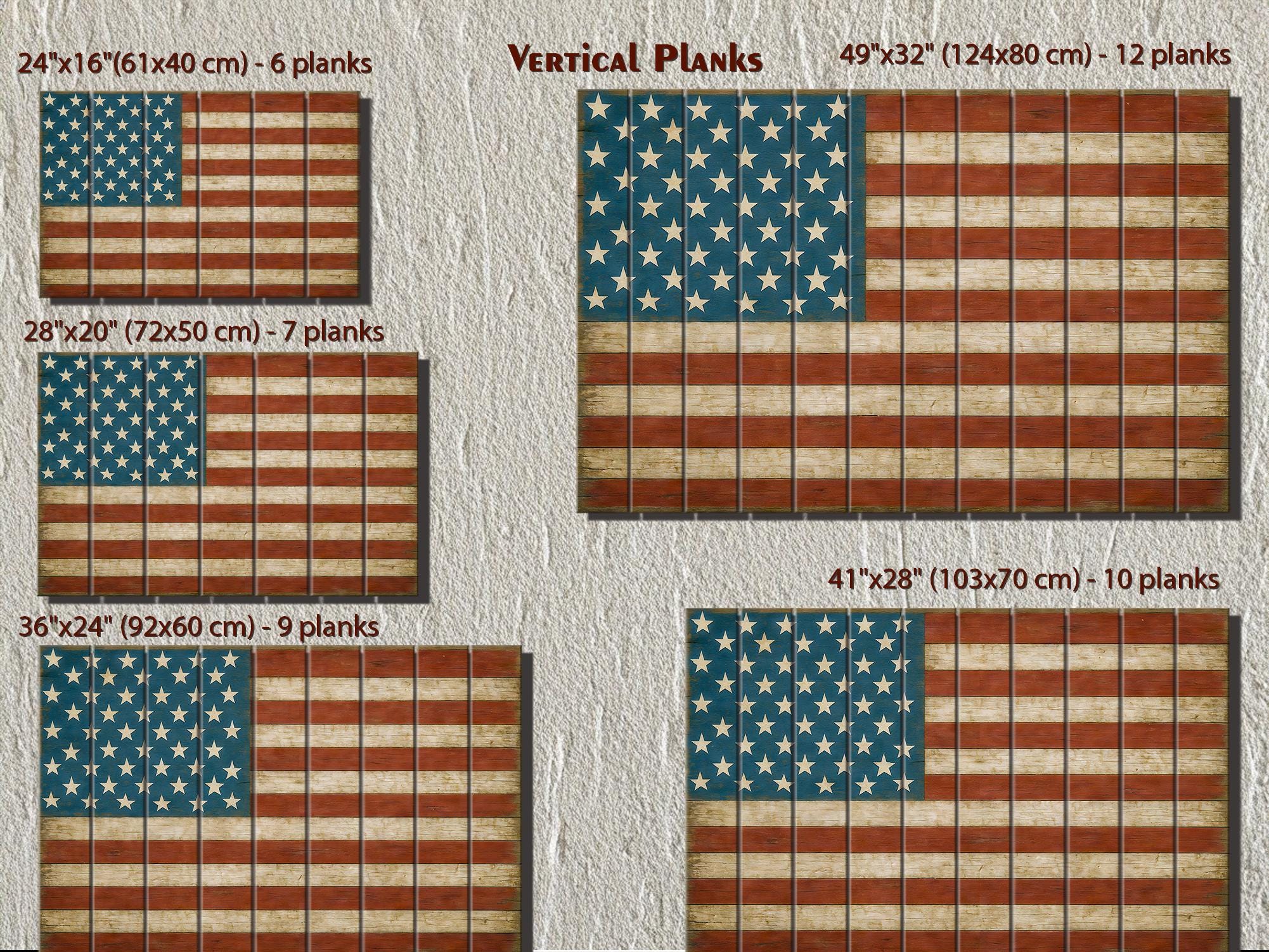 Rustic American Flag Distressed Wood Wall Art