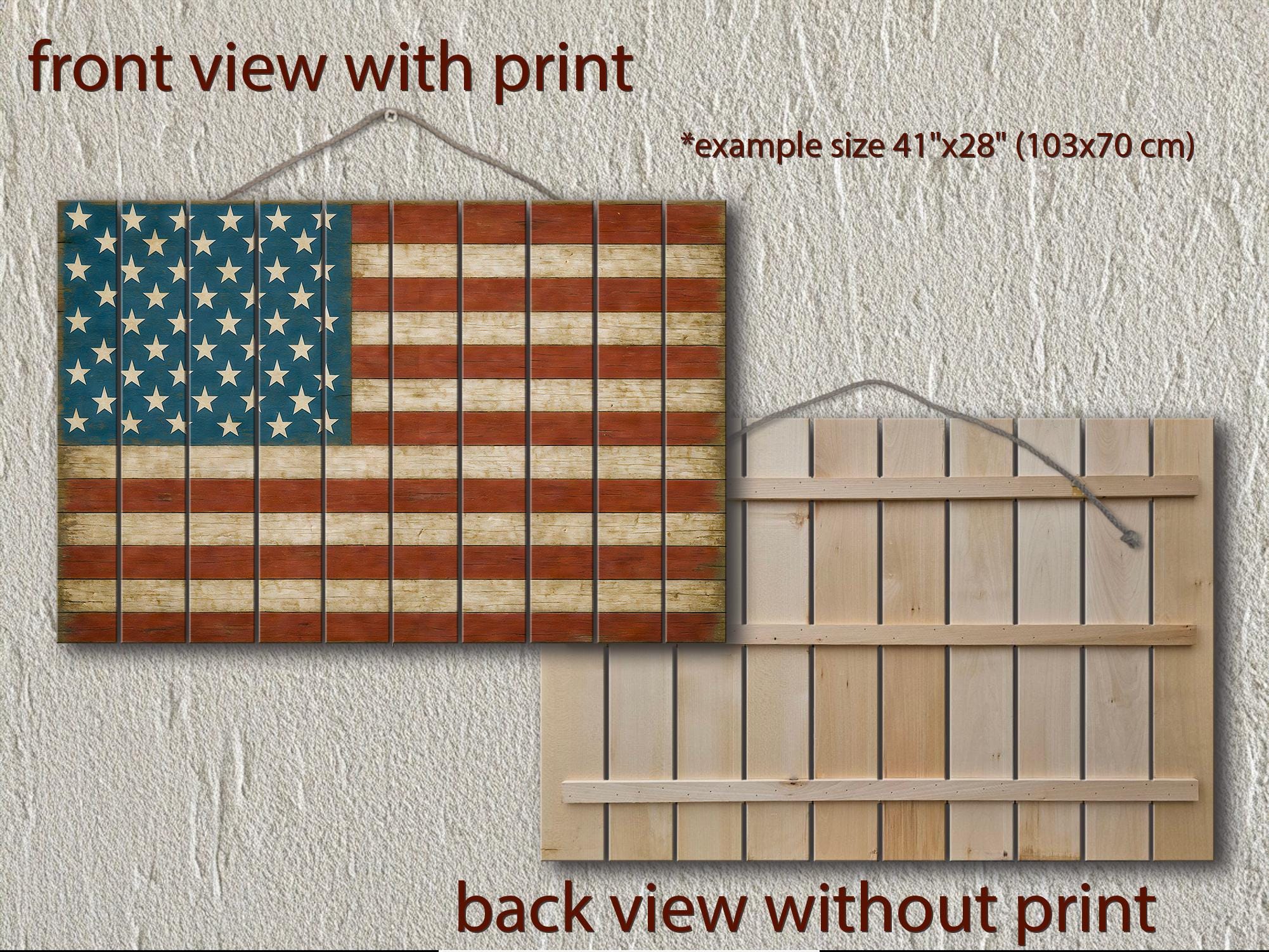 Rustic American Flag Distressed Wood Wall Art
