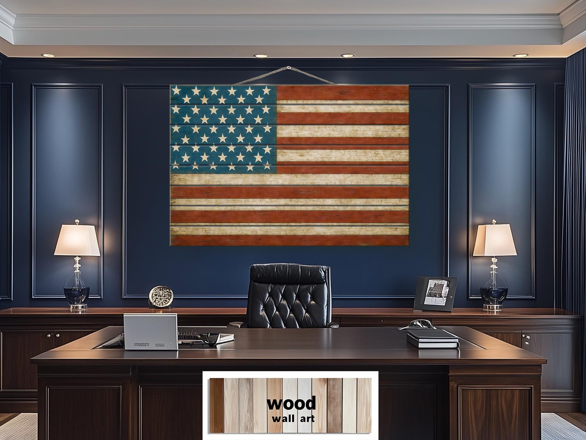 Rustic American Flag Distressed Wood Wall Art