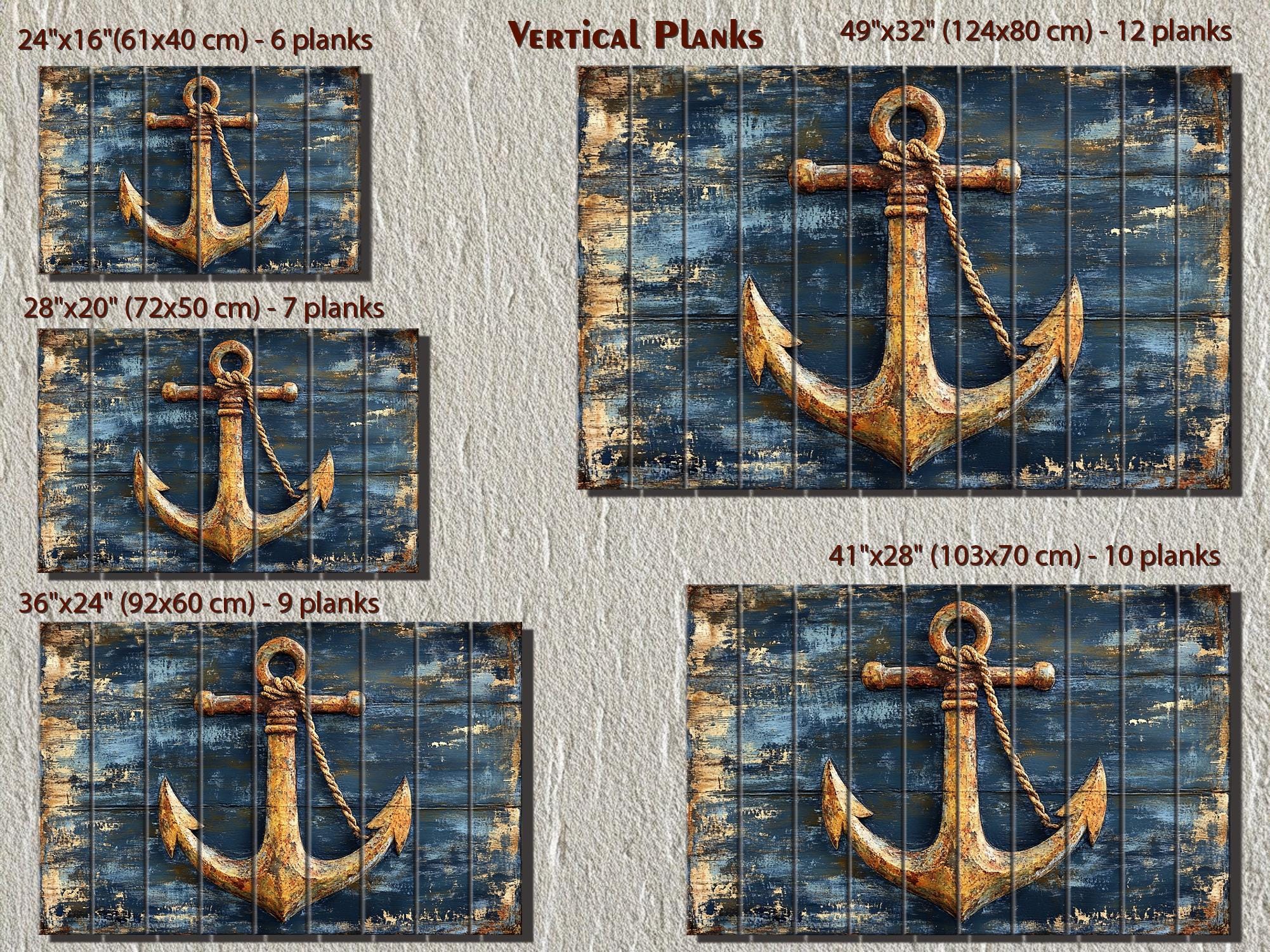 Rustic Anchor Wood Sign Printed on Real Wood Nautical Wall Art