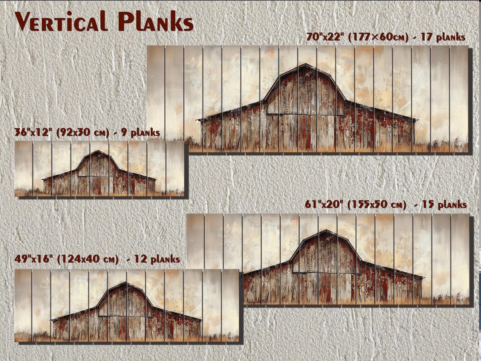 Rustic Barn Long Horizontal Distressed Wood Wall Art