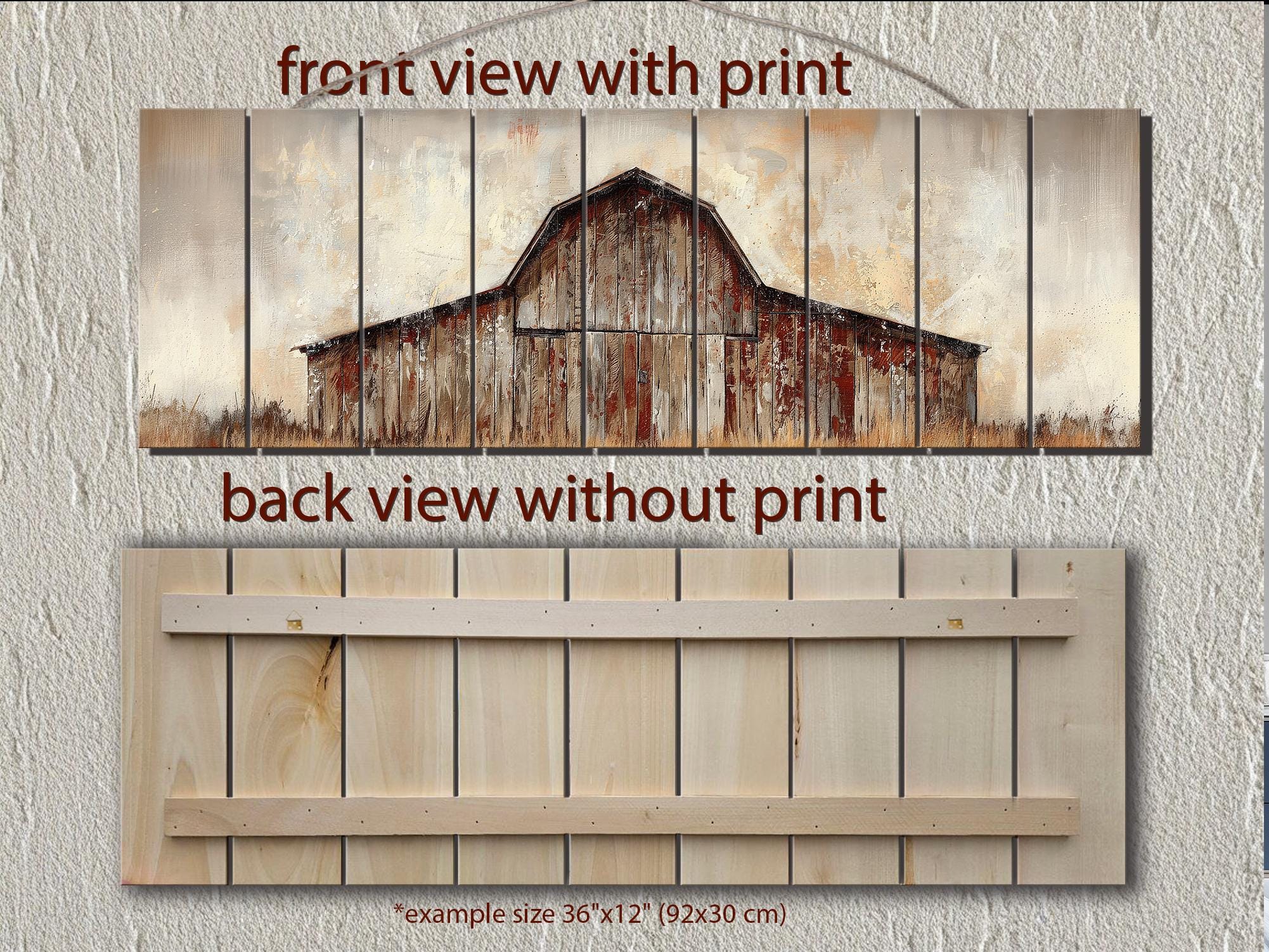 Rustic Barn Long Horizontal Distressed Wood Wall Art