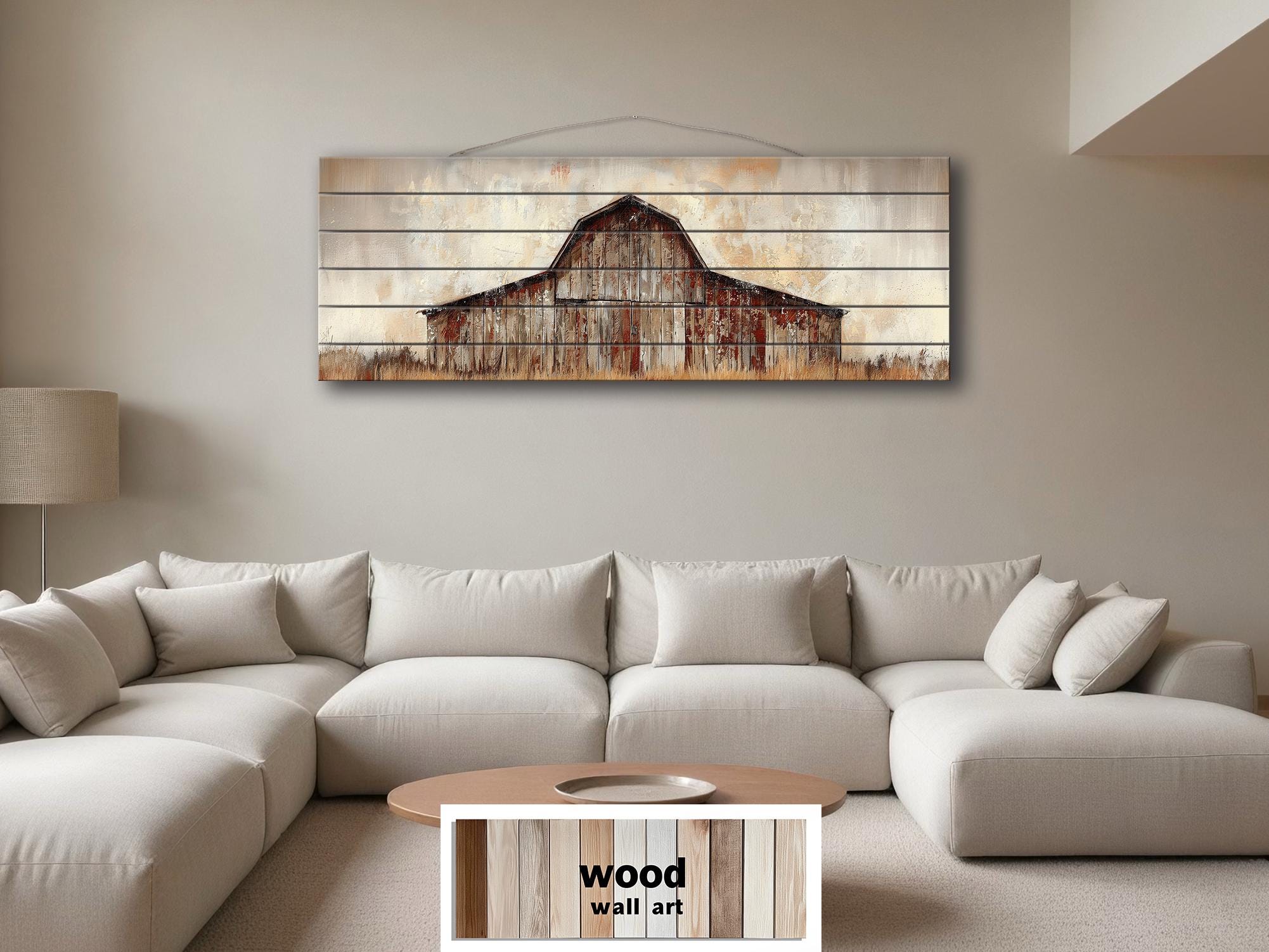 Rustic Barn Long Horizontal Distressed Wood Wall Art