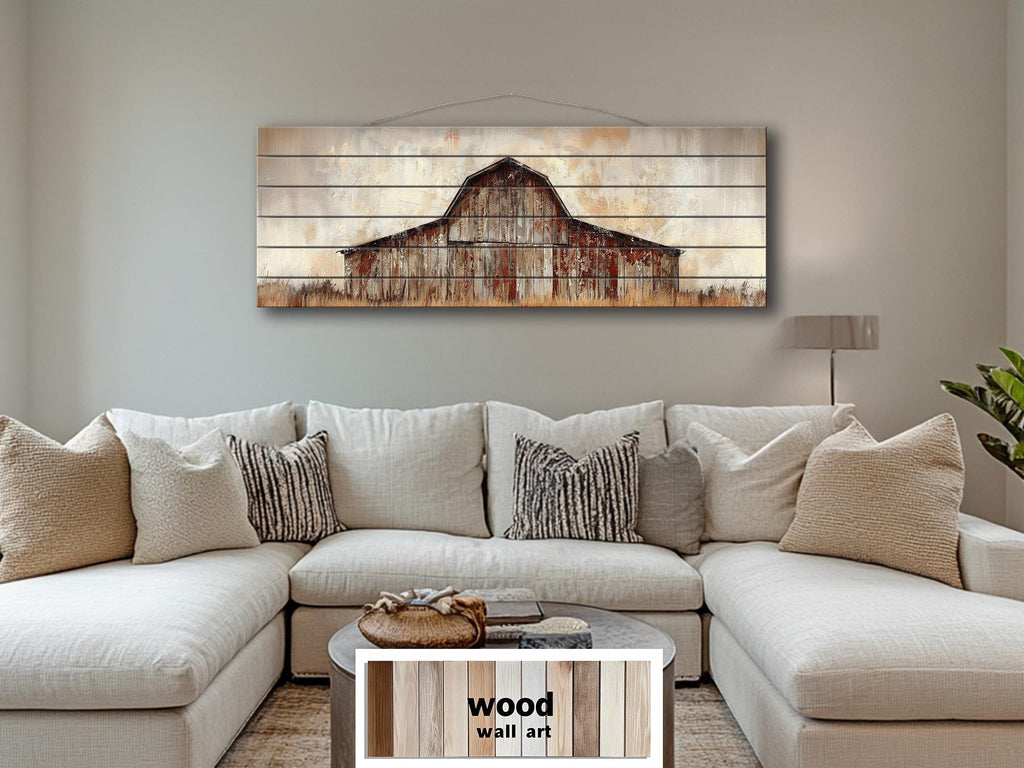 Rustic Barn Long Horizontal Distressed Wood Wall Art