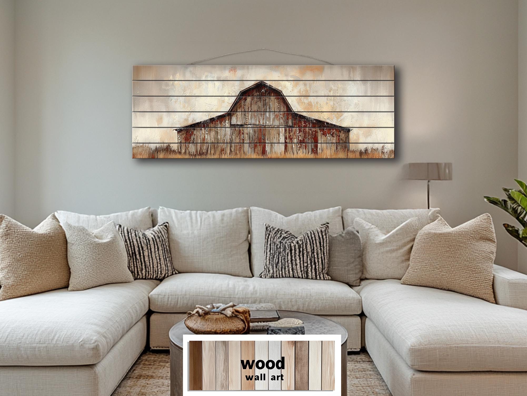 Rustic Barn Long Horizontal Distressed Wood Wall Art