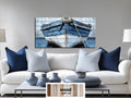 Rustic Blue Boat Close Up Coastal Real Wood Wall Art for Beach House