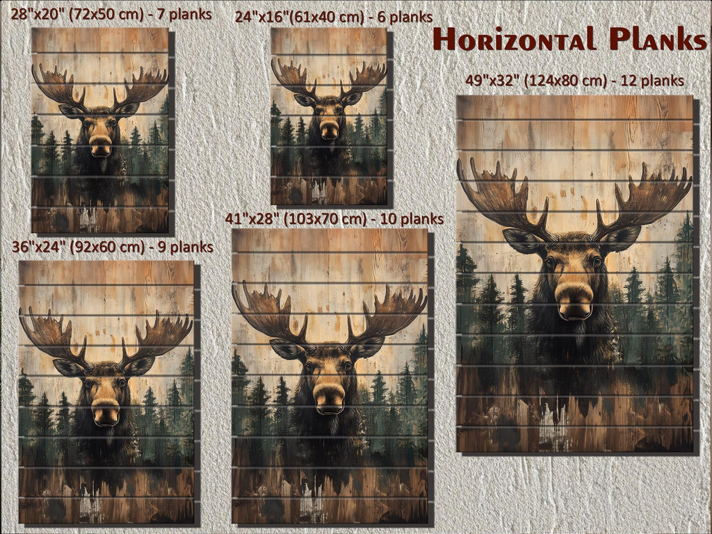 Rustic Cabin Wildlife Decor – Set Of 3 Wolf Moose Bear Distressed Vertical Wood Wall Art Set