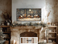 Rustic Christmas Snowy Village Distressed Wood Wall Art