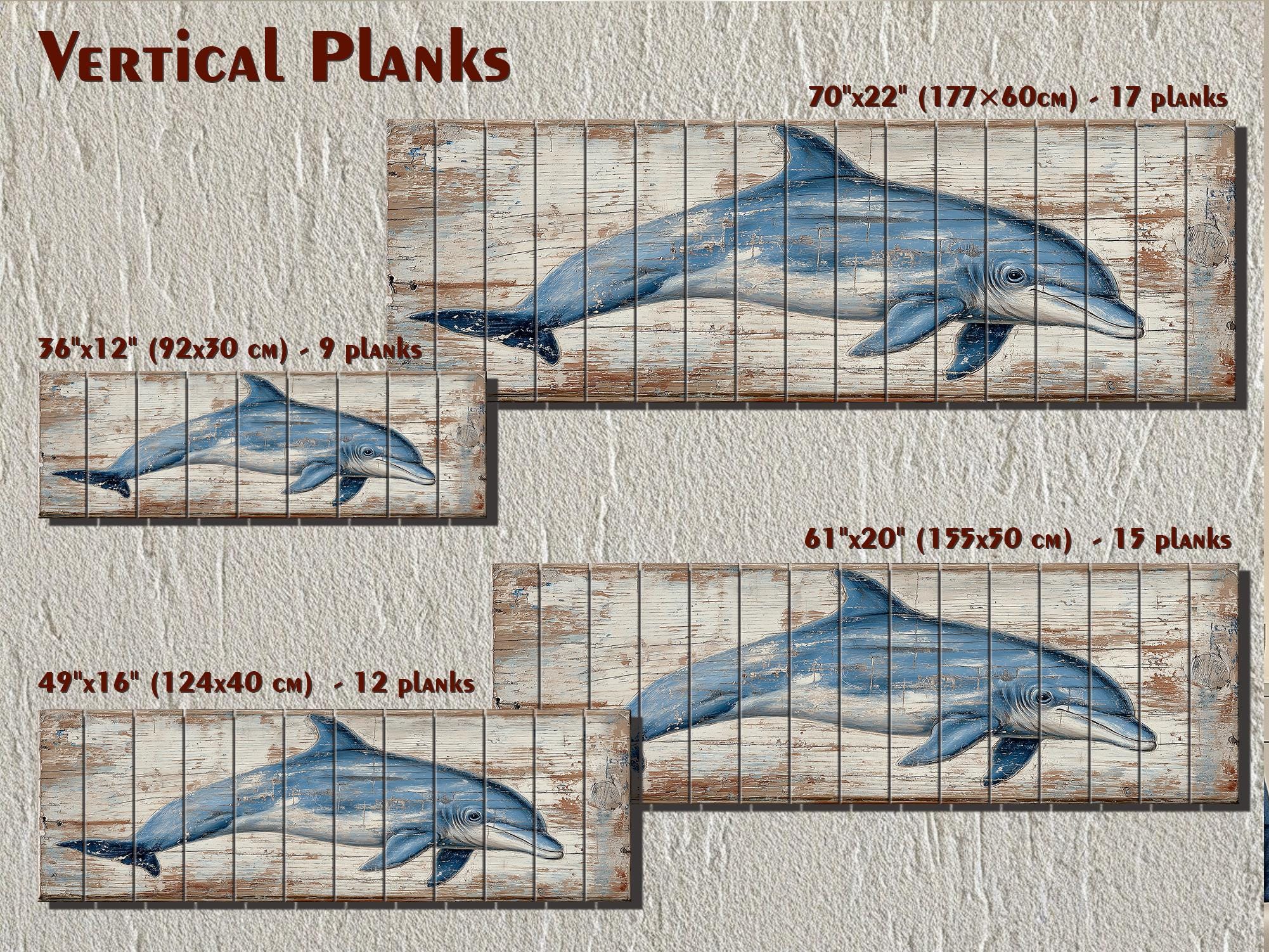 Rustic Dolphin Distressed Wood Wall Decor