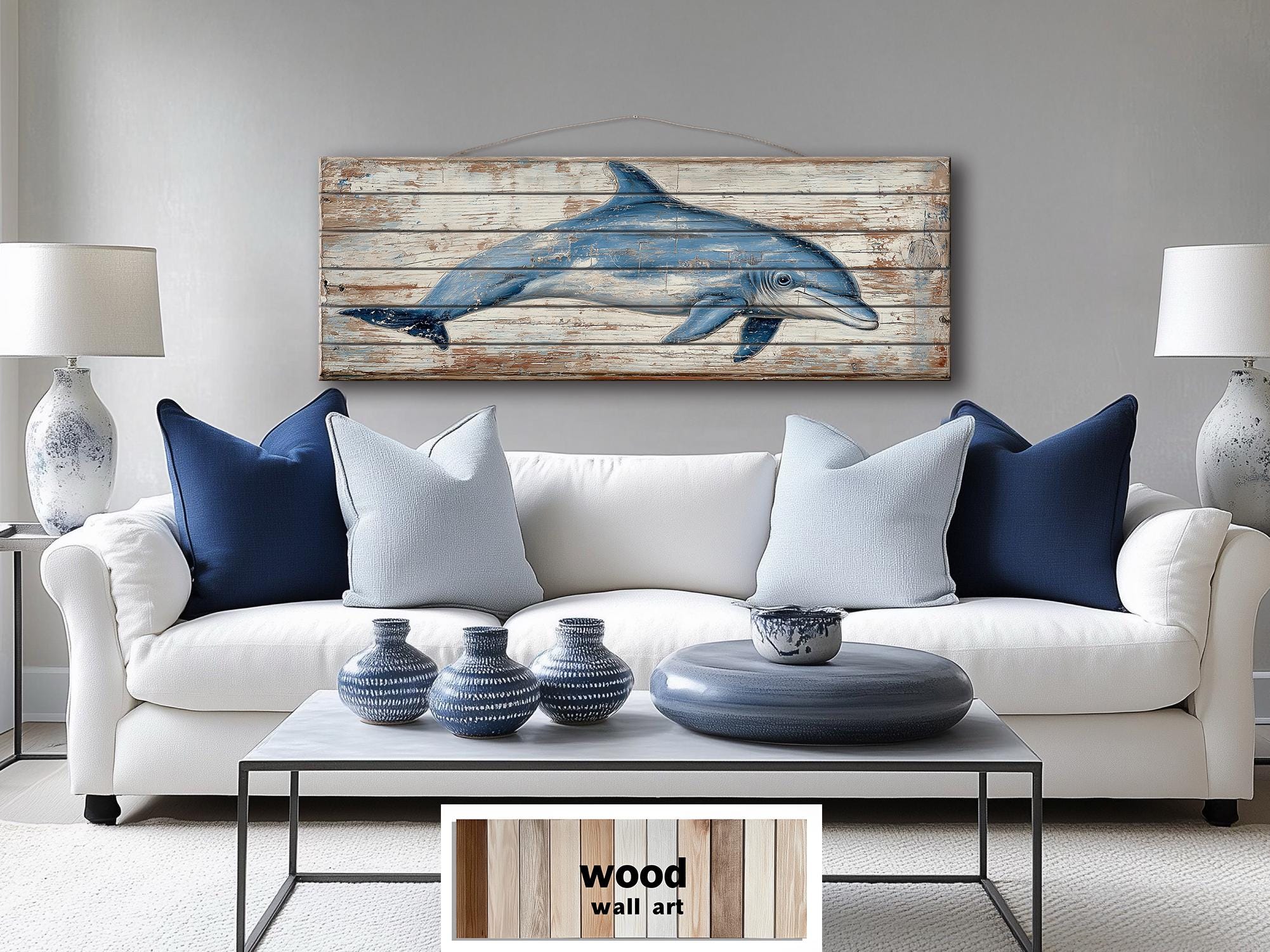 Rustic Dolphin Distressed Wood Wall Decor
