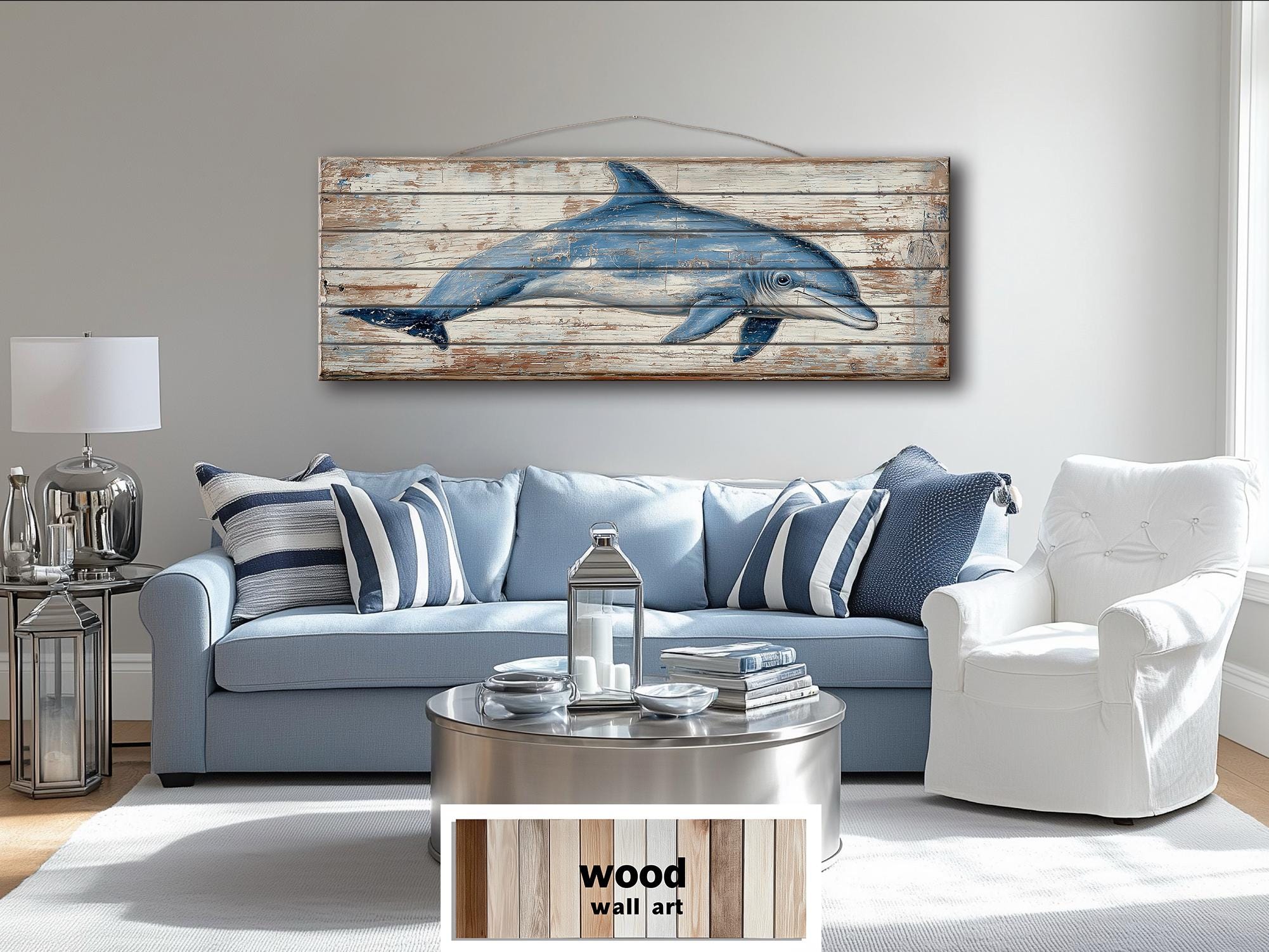 Rustic Dolphin Distressed Wood Wall Decor