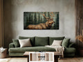 Rustic Elk In Pine Forest Painting on Wood Distressed Wood Wall Art