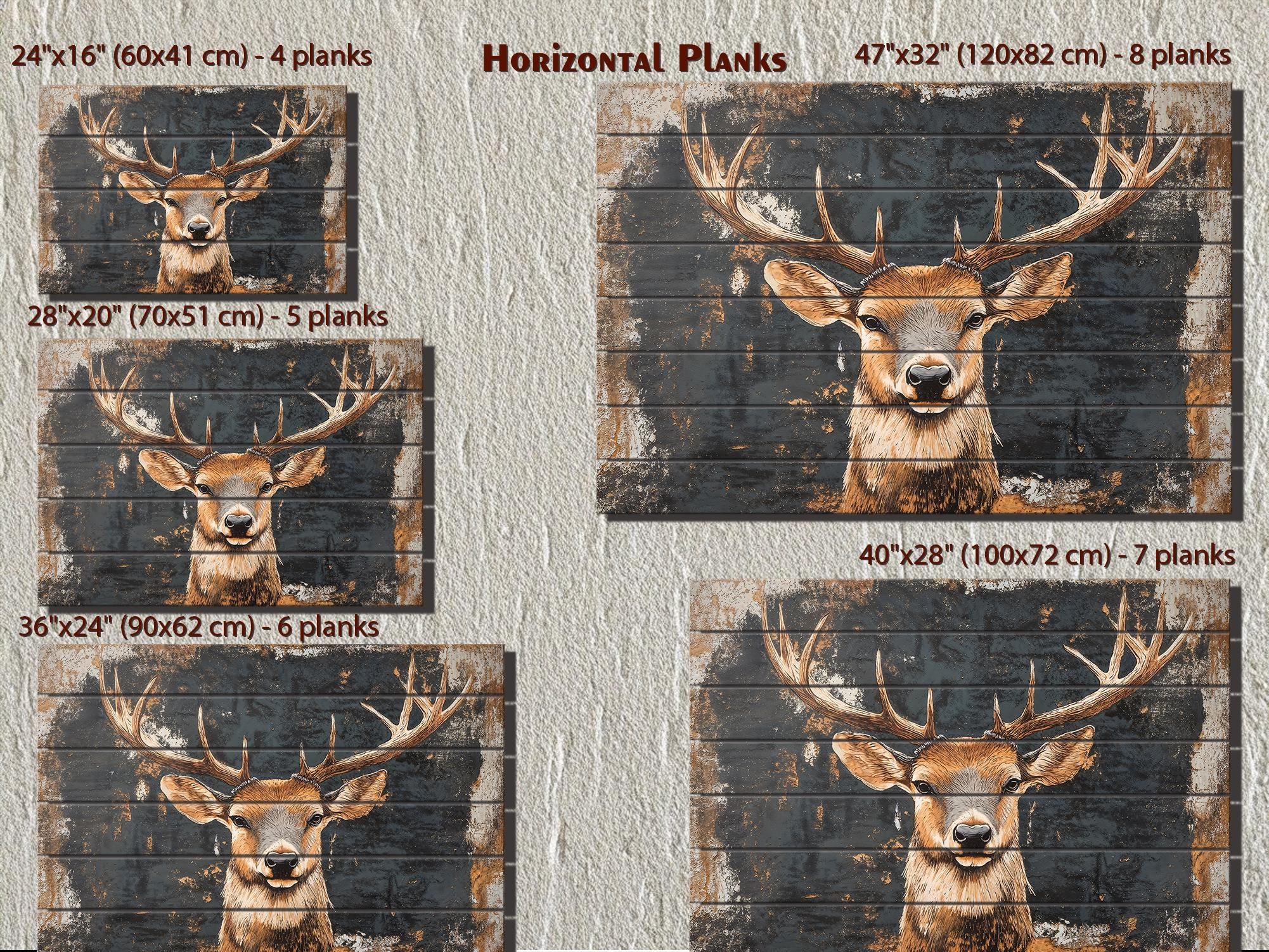 Rustic Elk  with Black Background Distressed Wood Wall Art