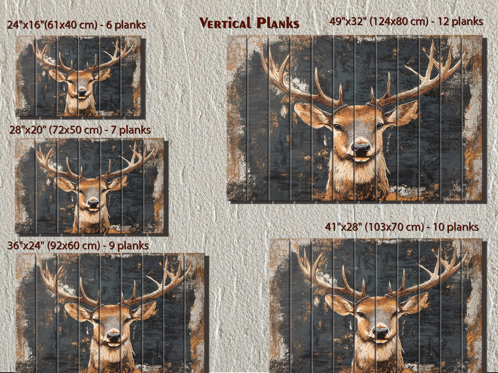 Rustic Elk  with Black Background Distressed Wood Wall Art