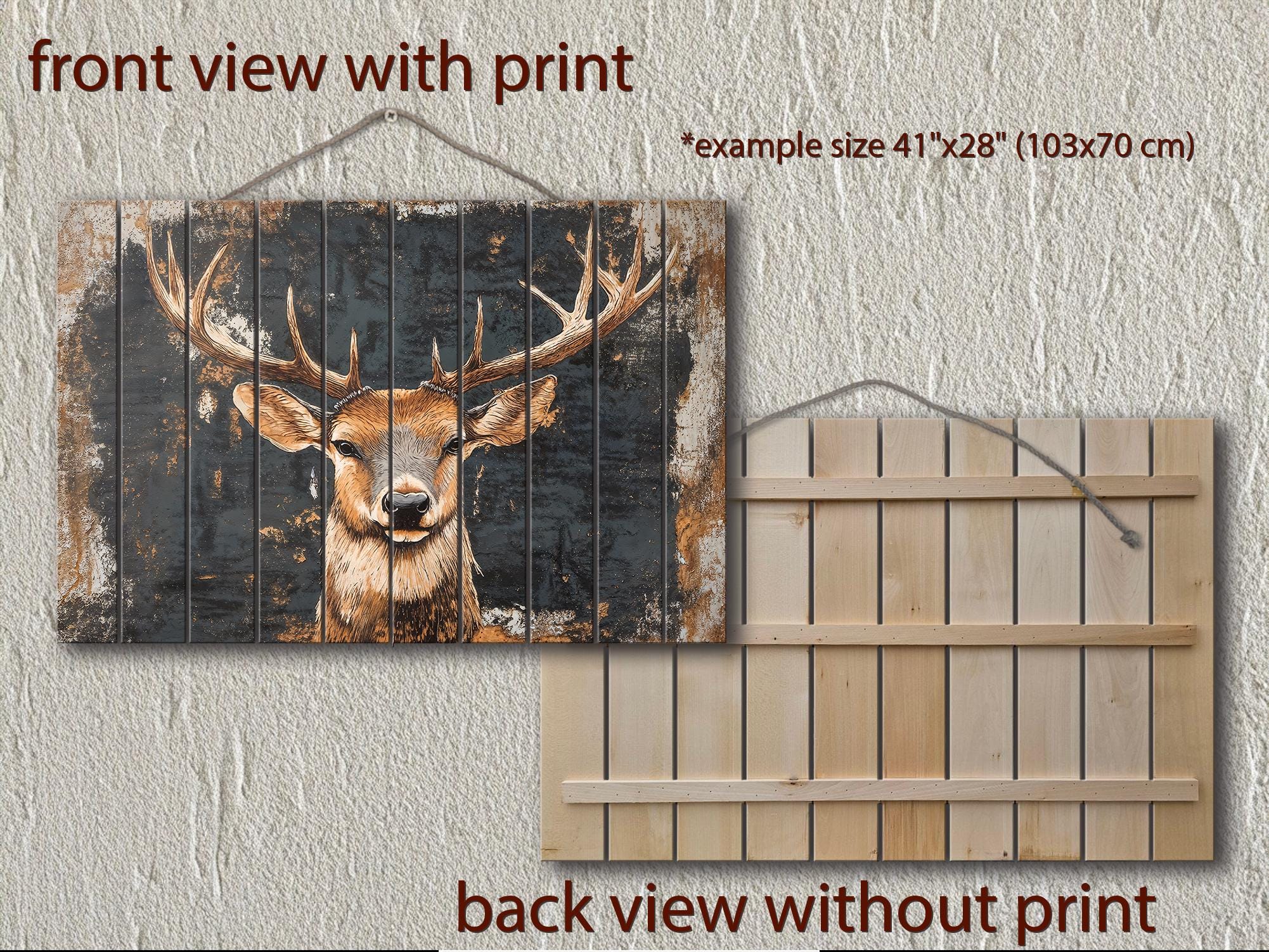 Rustic Elk  with Black Background Distressed Wood Wall Art