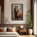 Rustic Farm Horse Framed Canvas Wall Art