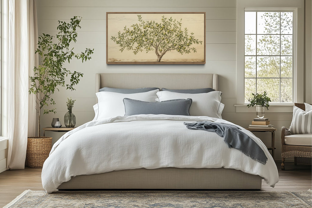 Rustic Farmhouse Wall Art – Apple Tree Canvas Kitchen Decor With Cozy Orchard Style